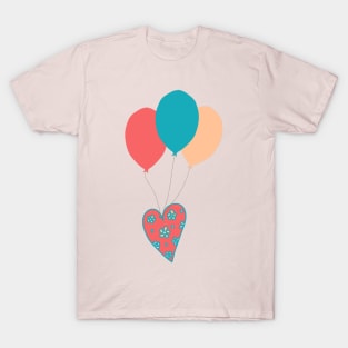 Balloons lifting a heart T-Shirt